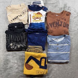 Carters Pajamas Boys 5T Multicolor Set Lot Of 5 Games Dinosaurs Trucks